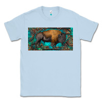 Dusty Blue Bison with leopard and turquoise Classic Tee - RanaPortraitStore