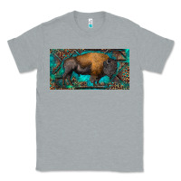 Heather Grey Bison with leopard and turquoise Classic Tee - RanaPortraitStore