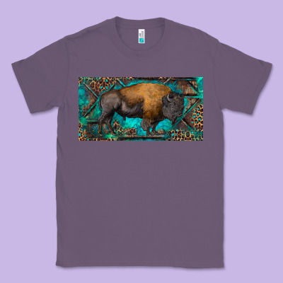 Bison With Leopard And Turquoise Classic Tee Designed By Ranaportraitstore