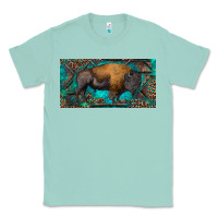 Seafoam Bison with leopard and turquoise Classic Tee - RanaPortraitStore