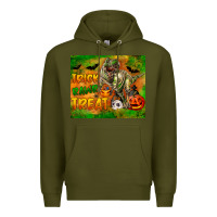 Army Green Trick Rawr Treat Premium Hoodie - LillyAllenDesigns