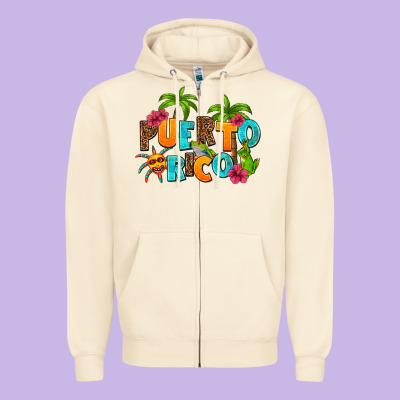 Puerto Rico Zipper Hoodie Designed By Adodesignshop