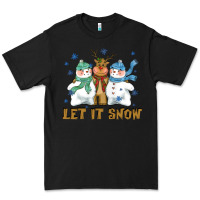 Black let it snow reindeer snowman Premium Tee - CowGirlArtShop