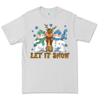 Dove Grey let it snow reindeer snowman Premium Tee - CowGirlArtShop