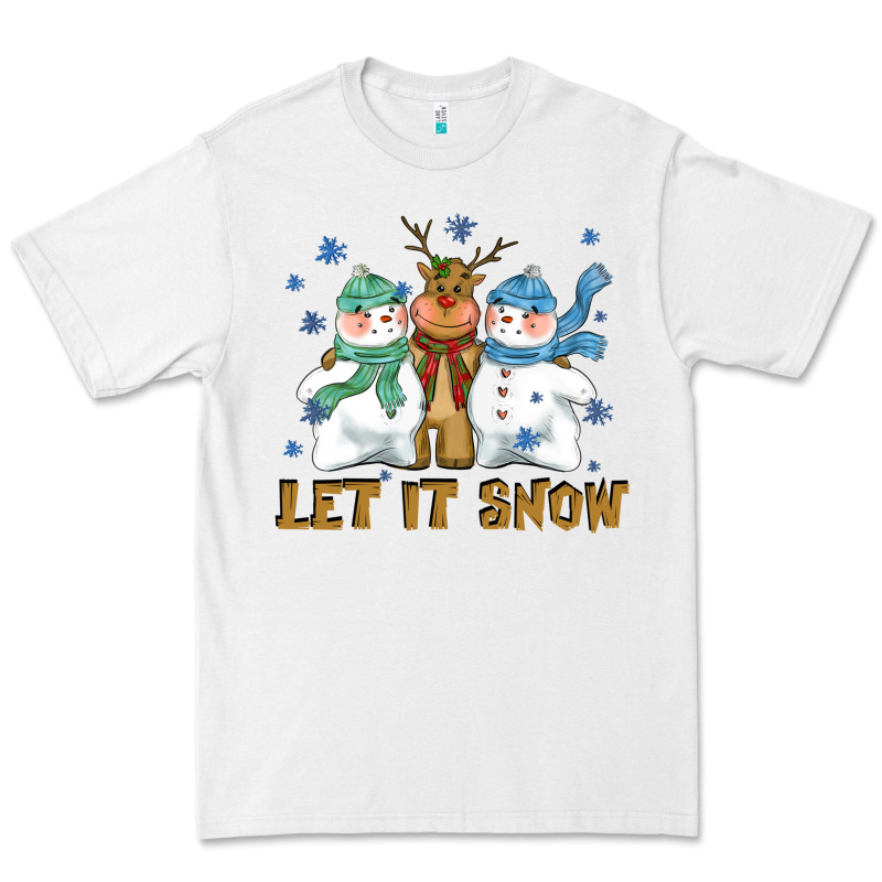 Let It Snow Reindeer Snowman Premium Tee by CowGirlArtShop | Teevron