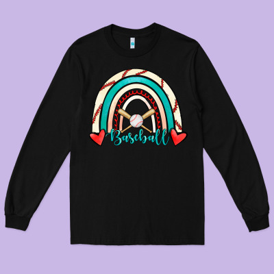 Baseball Rainbow Long Sleeve Tee Designed By Ranaportraitstore