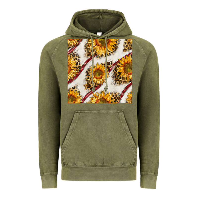 Baseball Sunflowers And Leopard Seamless Pattern Vintage Hoodie by BundleAndBundleShop | Teevron