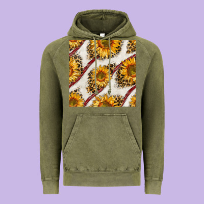 Baseball Sunflowers And Leopard Seamless Pattern Vintage Hoodie Designed By Bundleandbundleshop