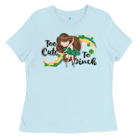 Baby Blue St. Patrick' Too cute to pinch Ladies Tee - CowGirlArtShop
