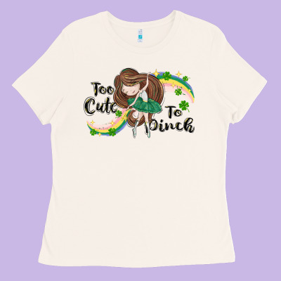 St. Patrick' Too Cute To Pinch Ladies Tee Designed By Cowgirlartshop