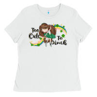 White St. Patrick' Too cute to pinch Ladies Tee - CowGirlArtShop