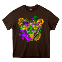 Chocolate Brown Mardi Gras heart Heavy Core Tee - HowdyJamesFarm