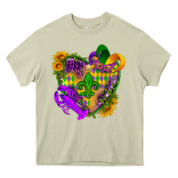 Mossy Mardi Gras heart Heavy Core Tee - HowdyJamesFarm
