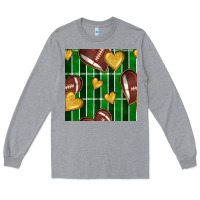Heather Grey american football field and hearts seamless pattern Long Sleeve Tee - BundleAndBundleShop