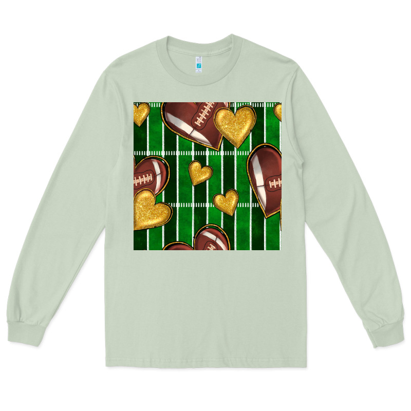 American Football Field And Hearts Seamless Pattern Long Sleeve Tee by BundleAndBundleShop | Teevron