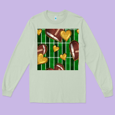 American Football Field And Hearts Seamless Pattern Long Sleeve Tee Designed By Bundleandbundleshop