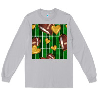 Moon Dust american football field and hearts seamless pattern Long Sleeve Tee - BundleAndBundleShop