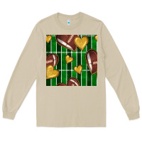 Mushroom american football field and hearts seamless pattern Long Sleeve Tee - BundleAndBundleShop