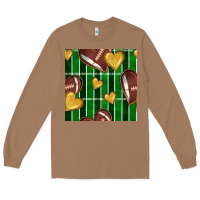 Toasted Coconut american football field and hearts seamless pattern Long Sleeve Tee - BundleAndBundleShop
