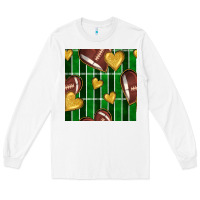 White american football field and hearts seamless pattern Long Sleeve Tee - BundleAndBundleShop
