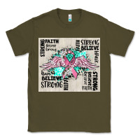 Army Green cancer ribbon with angel wings Classic Tee - CowGirlArtShop
