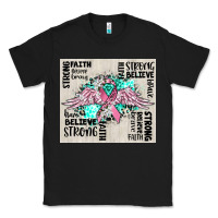 Black cancer ribbon with angel wings Classic Tee - CowGirlArtShop