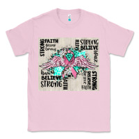 Bubblegum Pink cancer ribbon with angel wings Classic Tee - CowGirlArtShop