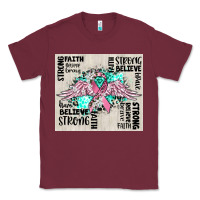 Burgundy cancer ribbon with angel wings Classic Tee - CowGirlArtShop