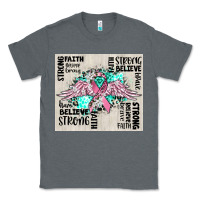 Charcoal Heather cancer ribbon with angel wings Classic Tee - CowGirlArtShop
