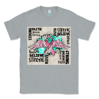 Heather Grey cancer ribbon with angel wings Classic Tee - CowGirlArtShop