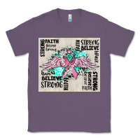 Lavender cancer ribbon with angel wings Classic Tee - CowGirlArtShop