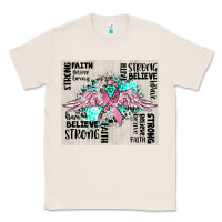 Natural cancer ribbon with angel wings Classic Tee - CowGirlArtShop