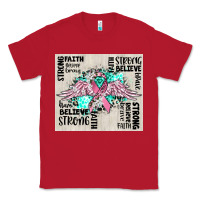 Red cancer ribbon with angel wings Classic Tee - CowGirlArtShop