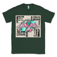 Sports Green cancer ribbon with angel wings Classic Tee - CowGirlArtShop