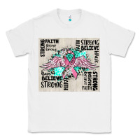 White cancer ribbon with angel wings Classic Tee - CowGirlArtShop