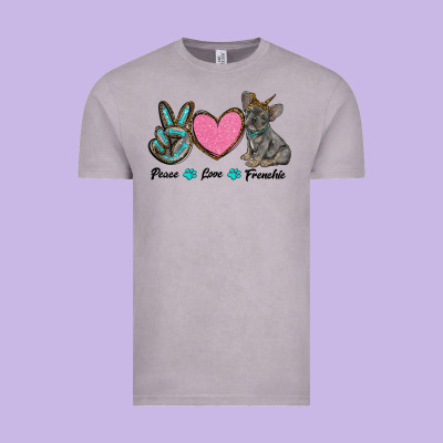 Peace Love Frenchie Vintage Tee Designed By Ranaportraitstore