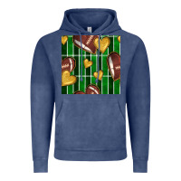 Vintage Denim american football field and hearts seamless pattern Vintage Hoodie - BundleAndBundleShop