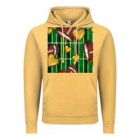 Vintage Mustard american football field and hearts seamless pattern Vintage Hoodie - BundleAndBundleShop
