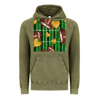 Vintage Olive american football field and hearts seamless pattern Vintage Hoodie - BundleAndBundleShop