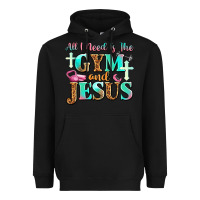 Black all i need is the gym and jesus Heavyweight Hoodie - JahusDesignShop