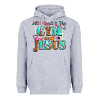 Heather Grey all i need is the gym and jesus Heavyweight Hoodie - JahusDesignShop