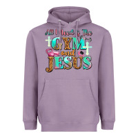 Lavender all i need is the gym and jesus Heavyweight Hoodie - JahusDesignShop