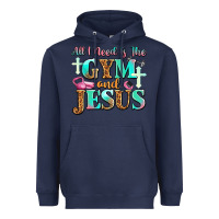 Navy all i need is the gym and jesus Heavyweight Hoodie - JahusDesignShop