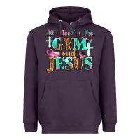 Plum all i need is the gym and jesus Heavyweight Hoodie - JahusDesignShop