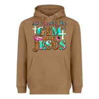 Toasted Coconut all i need is the gym and jesus Heavyweight Hoodie - JahusDesignShop