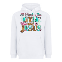 White all i need is the gym and jesus Heavyweight Hoodie - JahusDesignShop