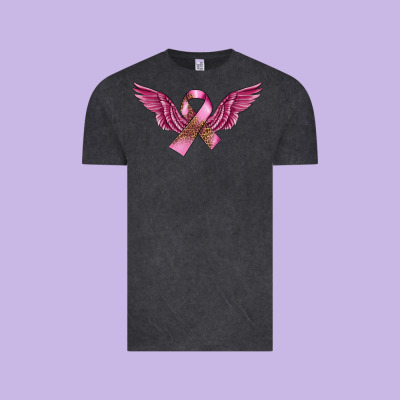 Breast Cancer Ribbon With Angel Wings Vintage Tee Designed By Fadigitalartstudio