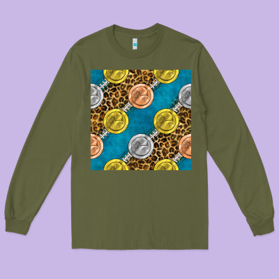 American Football Medal With Leopard Long Sleeve Tee Designed By Bundleandbundleshop