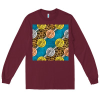 Burgundy american football medal with leopard Long Sleeve Tee - BundleAndBundleShop