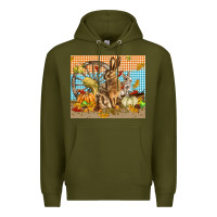 Army Green fall rabbit  mousepad Premium Hoodie - LillyAllenDesigns